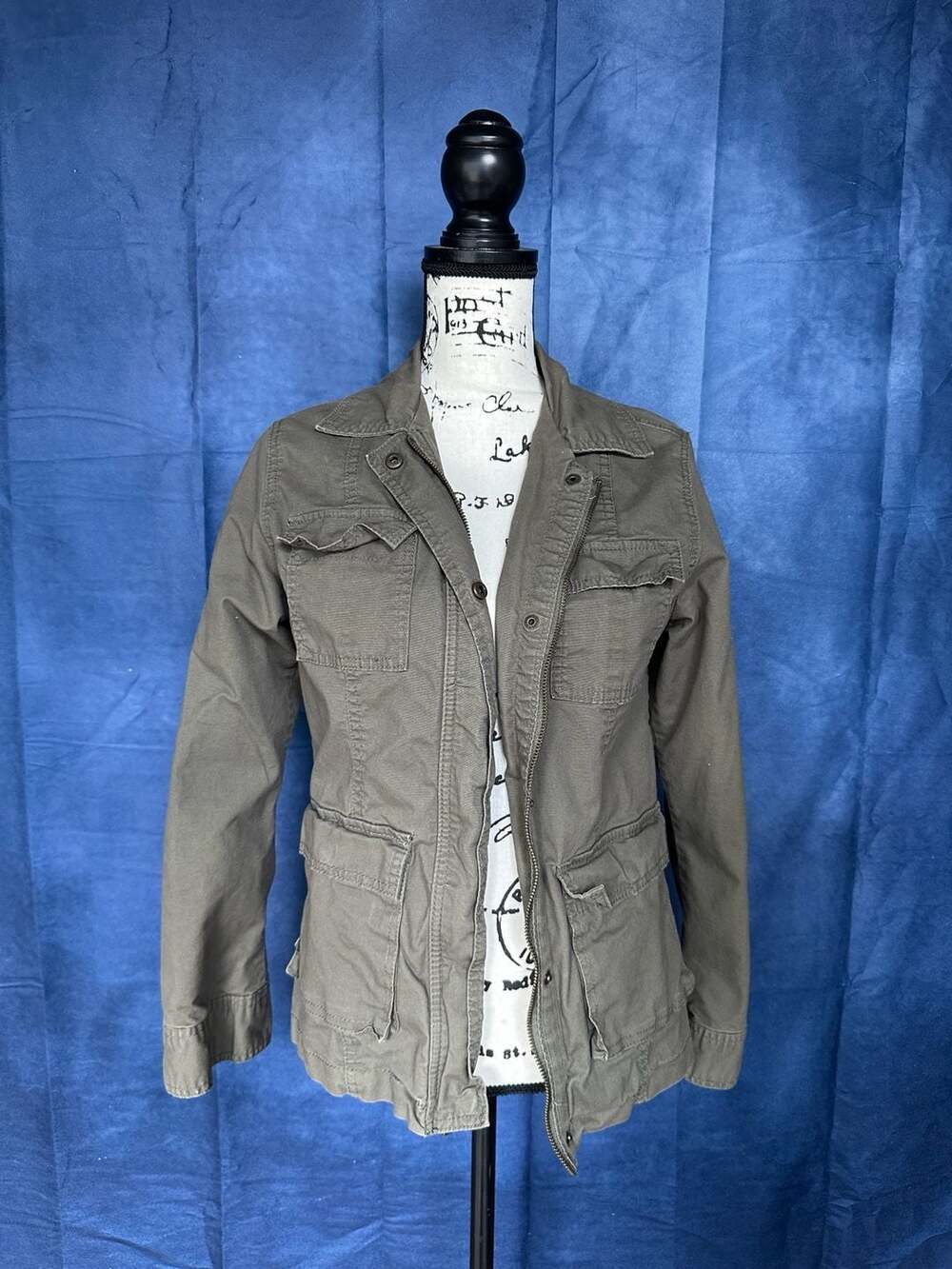 Y2K Grunge Women's Olive Green Utility Cargo Jacket XS